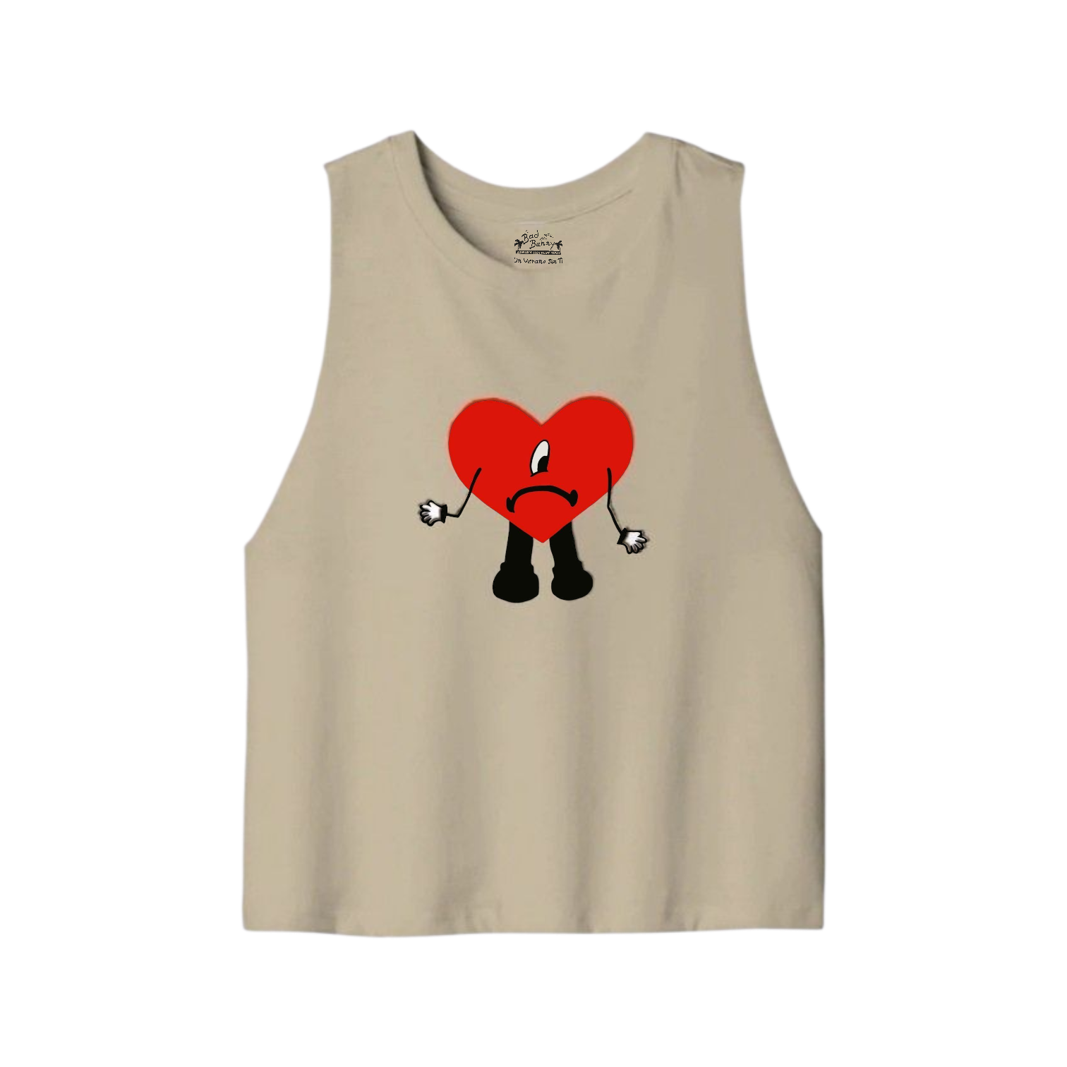 Tan Heart Cropped Tank